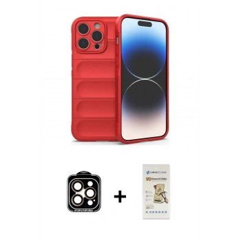 MARSİLYAN™- iPhone 14 Pro Max Kılıf Atlas Koleksiyonu - Siyah Mat Seramik Nano Ekran Koruyucu + PVD Metal Kamera Lens - TU