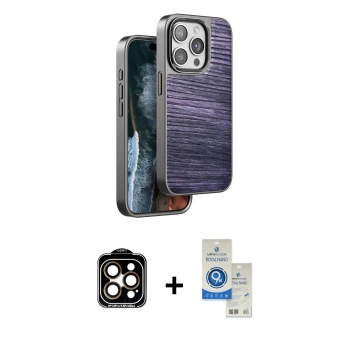 MARSİLYAN™- iPhone 14 Pro Max Kılıf Atlas Minimal Özel Seri - Şeffaf Royal Nano Ekran Koruyucu + PVD Metal Kamera Lens - TU