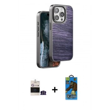 MARSİLYAN™- iPhone 14 Pro Max Kılıf Atlas Minimal Özel Seri - Siyah 18D Cam Ekran Koruyucu + Bilvis Titan Kamera Lens - DNMR