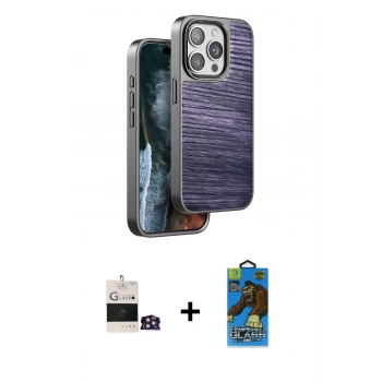 MARSİLYAN™- iPhone 14 Pro Max Kılıf Atlas Minimal Özel Seri - Siyah 18D Cam Ekran Koruyucu + Bilvis Titan Kamera Lens - GD