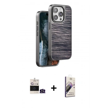 MARSİLYAN™- iPhone 14 Pro Max Kılıf Atlas Minimal Özel Seri - Siyah Bilvis 3D Mat Cam Ekran Koruyucu + Bilvis Titan Kamera Lens - DNMR
