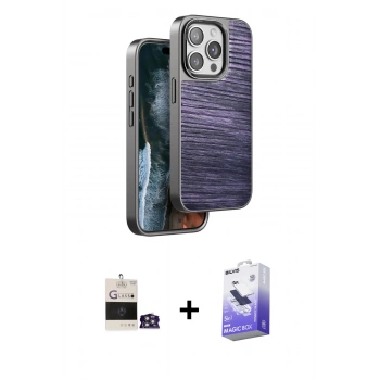 MARSİLYAN™- iPhone 14 Pro Max Kılıf Atlas Minimal Özel Seri - Siyah Bilvis 5in1 5D Magic Hayalet Cam Ekran Koruyucu + Bilvis Titan Kamera Lens - GS