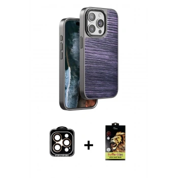 MARSİLYAN™- iPhone 14 Pro Max Kılıf Atlas Minimal Özel Seri - Siyah Buffer Cam Ekran Koruyucu + PVD Metal Kamera Lens - TU