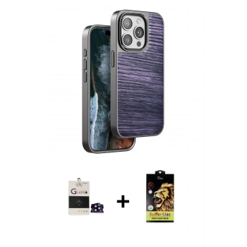 MARSİLYAN™- iPhone 14 Pro Max Kılıf Atlas Minimal Özel Seri - Siyah Buffer Cam Ekran Koruyucu + Bilvis Titan Kamera Lens - SH