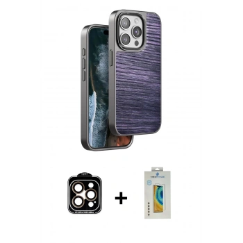 MARSİLYAN™- iPhone 14 Pro Max Kılıf Atlas Minimal Özel Seri - Siyah Polymer Nano Ekran Koruyucu + PVD Metal Kamera Lens - TU