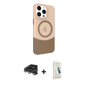 MARSİLYAN™- iPhone 14 Pro Max Kılıf Çekirdek Asil Özel Seri - Şeffaf Pasifik Cam Ekran Koruyucu + Raze Metal Kamera Lens - GS