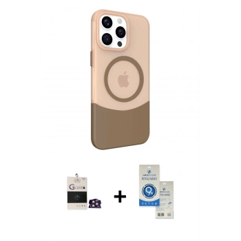 MARSİLYAN™- iPhone 14 Pro Max Kılıf Çekirdek Asil Özel Seri - Şeffaf Royal Nano Ekran Koruyucu + Bilvis Titan Kamera Lens - GD