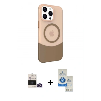 MARSİLYAN™- iPhone 14 Pro Max Kılıf Çekirdek Asil Özel Seri - Şeffaf Royal Nano Ekran Koruyucu + Bilvis Titan Kamera Lens - GS