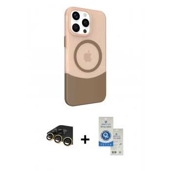 MARSİLYAN™- iPhone 14 Pro Max Kılıf Çekirdek Asil Özel Seri - Şeffaf Royal Nano Ekran Koruyucu + Raze Metal Kamera Lens - GD