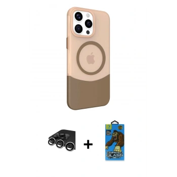 MARSİLYAN™- iPhone 14 Pro Max Kılıf Çekirdek Asil Özel Seri - Siyah 18D Cam Ekran Koruyucu + Raze Metal Kamera Lens - GS