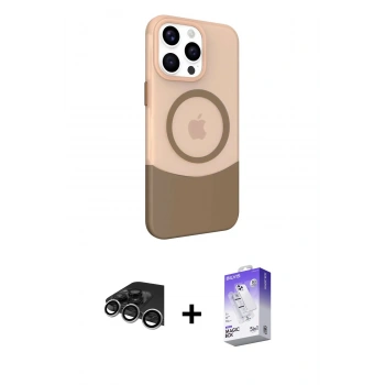 MARSİLYAN™- iPhone 14 Pro Max Kılıf Çekirdek Asil Özel Seri - Siyah Bilvis 5in1 3D Magic Cam Ekran Koruyucu + Raze Metal Kamera Lens - GS