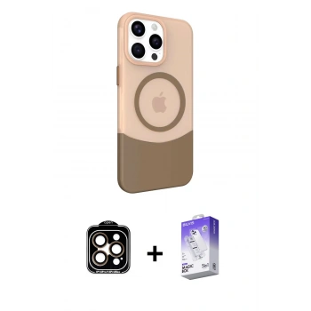 MARSİLYAN™- iPhone 14 Pro Max Kılıf Çekirdek Asil Özel Seri - Siyah Bilvis 5in1 3D Magic Cam Ekran Koruyucu + PVD Metal Kamera Lens - TU