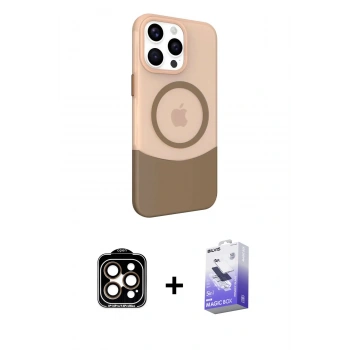 MARSİLYAN™- iPhone 14 Pro Max Kılıf Çekirdek Asil Özel Seri - Siyah Bilvis 5in1 5D Magic Hayalet Cam Ekran Koruyucu + PVD Metal Kamera Lens - TU