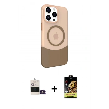 MARSİLYAN™- iPhone 14 Pro Max Kılıf Çekirdek Asil Özel Seri - Siyah Buffer Cam Ekran Koruyucu + Bilvis Titan Kamera Lens - GD