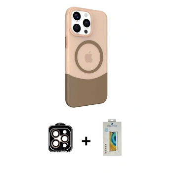 MARSİLYAN™- iPhone 14 Pro Max Kılıf Çekirdek Asil Özel Seri - Siyah Polymer Nano Ekran Koruyucu + PVD Metal Kamera Lens - TU