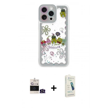 MARSİLYAN™- iPhone 14 Pro Max Kılıf Çekirdek Asil - Şeffaf Pasifik Cam Ekran Koruyucu + Bilvis Titan Kamera Lens - DNMR