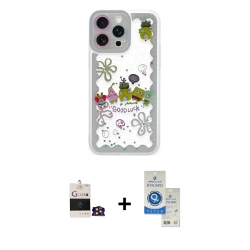 MARSİLYAN™- iPhone 14 Pro Max Kılıf Çekirdek Asil - Şeffaf Royal Nano Ekran Koruyucu + Bilvis Titan Kamera Lens - GD