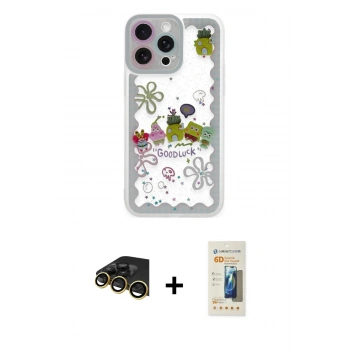 MARSİLYAN™- iPhone 14 Pro Max Kılıf Çekirdek Asil - Siyah 6D Mat Seramik Hayalet Nano Ekran Koruyucu + Raze Metal Kamera Lens - GD