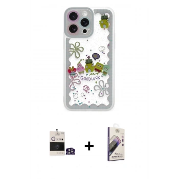 MARSİLYAN™- iPhone 14 Pro Max Kılıf Çekirdek Asil - Siyah Bilvis 3D Mat Cam Ekran Koruyucu + Bilvis Titan Kamera Lens - GS