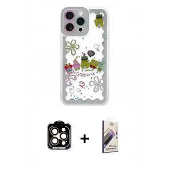 MARSİLYAN™- iPhone 14 Pro Max Kılıf Çekirdek Asil - Siyah Bilvis 3D Mat Cam Ekran Koruyucu + PVD Metal Kamera Lens - TU