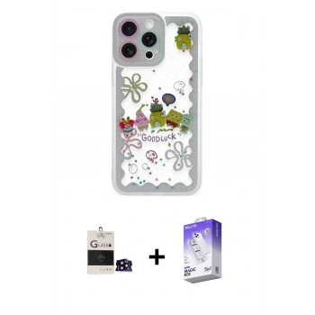 MARSİLYAN™- iPhone 14 Pro Max Kılıf Çekirdek Asil - Siyah Bilvis 5in1 3D Magic Cam Ekran Koruyucu + Bilvis Titan Kamera Lens - SH