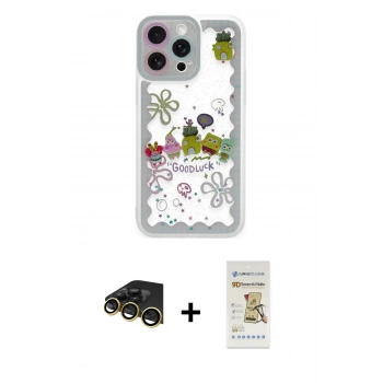 MARSİLYAN™- iPhone 14 Pro Max Kılıf Çekirdek Asil - Siyah Mat Seramik Nano Ekran Koruyucu + Raze Metal Kamera Lens - GD