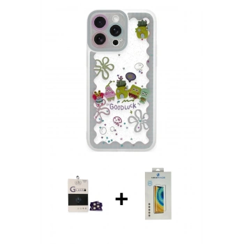 MARSİLYAN™- iPhone 14 Pro Max Kılıf Çekirdek Asil - Siyah Polymer Nano Ekran Koruyucu + Bilvis Titan Kamera Lens - GD