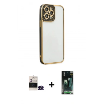 MARSİLYAN™- iPhone 14 Pro Max Kılıf Çekirdek Klasik Serisi - Şeffaf 360 Full Body Arka Koruyucu + Bilvis Titan Kamera Lens - DNMR