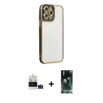 MARSİLYAN™- iPhone 14 Pro Max Kılıf Çekirdek Klasik Serisi - Siyah 360 Mat Full Body Arka Koruyucu + Bilvis Titan Kamera Lens - SH
