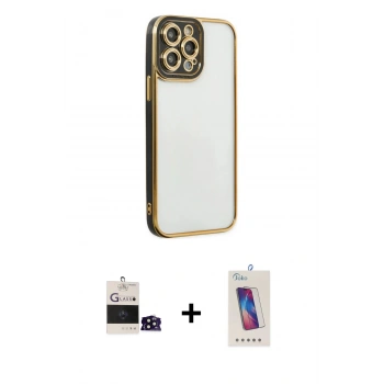 MARSİLYAN™- iPhone 14 Pro Max Kılıf Çekirdek Klasik Serisi - Siyah Joko 5D Cam + Bilvis Titan Kamera Lens - SH
