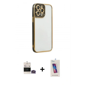 MARSİLYAN™- iPhone 14 Pro Max Kılıf Çekirdek Klasik Serisi - Siyah Joko 5D Cam + Bilvis Titan Kamera Lens - GD