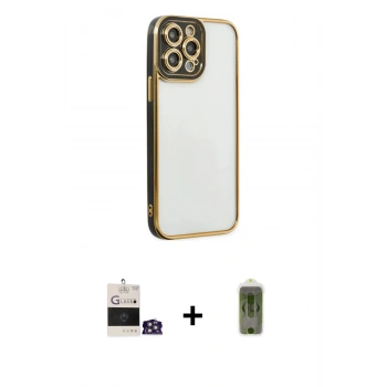 MARSİLYAN™- iPhone 14 Pro Max Kılıf Çekirdek Klasik Serisi - Siyah Joko Magic 5D Hayalet Cam + Bilvis Titan Kamera Lens - GS