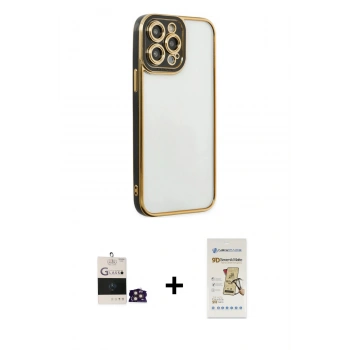 MARSİLYAN™- iPhone 14 Pro Max Kılıf Çekirdek Klasik Serisi - Siyah Mat Seramik Nano Ekran Koruyucu + Bilvis Titan Kamera Lens - GD