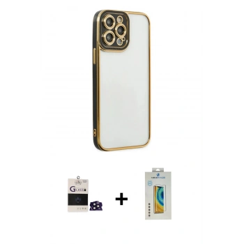 MARSİLYAN™- iPhone 14 Pro Max Kılıf Çekirdek Klasik Serisi - Siyah Polymer Nano Ekran Koruyucu + Bilvis Titan Kamera Lens - DNMR