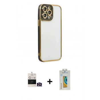 MARSİLYAN™- iPhone 14 Pro Max Kılıf Çekirdek Klasik Serisi - Siyah Polymer Nano Ekran Koruyucu + Bilvis Titan Kamera Lens - GD