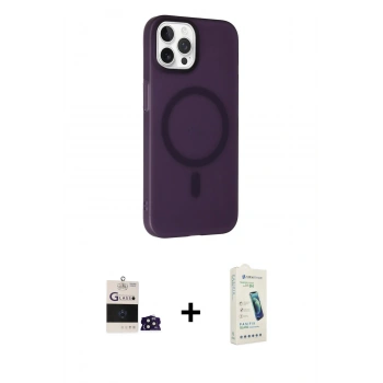 MARSİLYAN™- iPhone 14 Pro Max Kılıf Çekirdek Modern Prime - Şeffaf Pasifik Cam Ekran Koruyucu + Bilvis Titan Kamera Lens - DNMR
