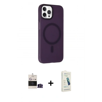 MARSİLYAN™- iPhone 14 Pro Max Kılıf Çekirdek Modern Prime - Şeffaf Pasifik Cam Ekran Koruyucu + Bilvis Titan Kamera Lens - SH