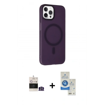 MARSİLYAN™- iPhone 14 Pro Max Kılıf Çekirdek Modern Prime - Şeffaf Royal Nano Ekran Koruyucu + Bilvis Titan Kamera Lens - GS