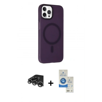 MARSİLYAN™- iPhone 14 Pro Max Kılıf Çekirdek Modern Prime - Şeffaf Royal Nano Ekran Koruyucu + Raze Metal Kamera Lens - GS