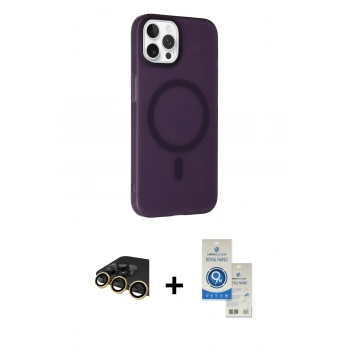 MARSİLYAN™- iPhone 14 Pro Max Kılıf Çekirdek Modern Prime - Şeffaf Royal Nano Ekran Koruyucu + Raze Metal Kamera Lens - GD