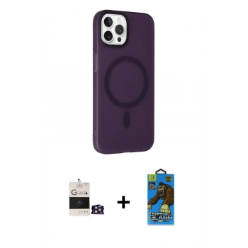 MARSİLYAN™- iPhone 14 Pro Max Kılıf Çekirdek Modern Prime - Siyah 18D Cam Ekran Koruyucu + Bilvis Titan Kamera Lens - GD