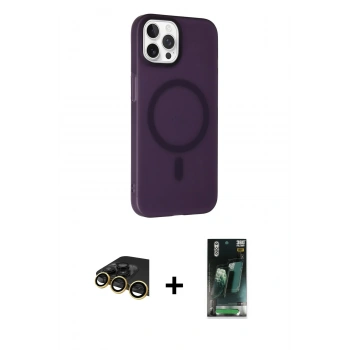 MARSİLYAN™- iPhone 14 Pro Max Kılıf Çekirdek Modern Prime - Siyah 360 Mat Full Body Arka Koruyucu + Raze Metal Kamera Lens - GD
