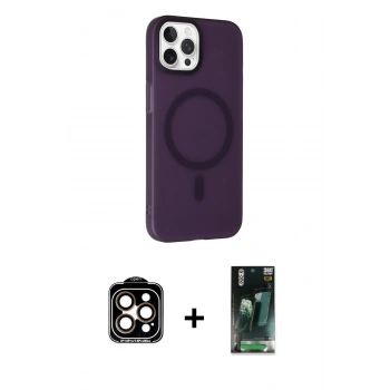 MARSİLYAN™- iPhone 14 Pro Max Kılıf Çekirdek Modern Prime - Siyah 360 Mat Full Body Arka Koruyucu + PVD Metal Kamera Lens - TU