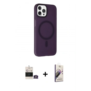 MARSİLYAN™- iPhone 14 Pro Max Kılıf Çekirdek Modern Prime - Siyah Bilvis 3D Mat Cam Ekran Koruyucu + Bilvis Titan Kamera Lens - GD
