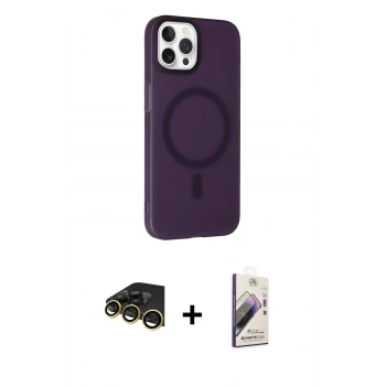 MARSİLYAN™- iPhone 14 Pro Max Kılıf Çekirdek Modern Prime - Siyah Bilvis 3D Mat Cam Ekran Koruyucu + Raze Metal Kamera Lens - GD