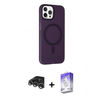 MARSİLYAN™- iPhone 14 Pro Max Kılıf Çekirdek Modern Prime - Siyah Bilvis 5in1 3D Magic Cam Ekran Koruyucu + Raze Metal Kamera Lens - GS