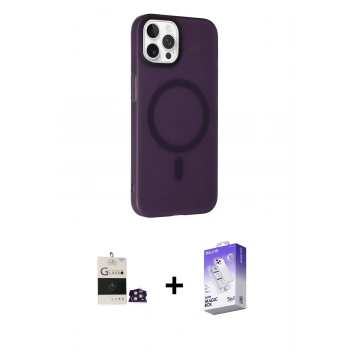 MARSİLYAN™- iPhone 14 Pro Max Kılıf Çekirdek Modern Prime - Siyah Bilvis 5in1 3D Magic Cam Ekran Koruyucu + Bilvis Titan Kamera Lens - GD
