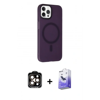 MARSİLYAN™- iPhone 14 Pro Max Kılıf Çekirdek Modern Prime - Siyah Bilvis 5in1 5D Magic Hayalet Cam Ekran Koruyucu + PVD Metal Kamera Lens - TU