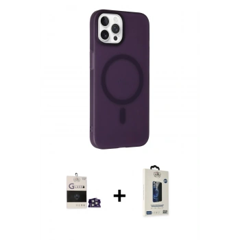 MARSİLYAN™- iPhone 14 Pro Max Kılıf Çekirdek Modern Prime - Siyah Bilvis Hayalet Cam Ekran Koruyucu + Bilvis Titan Kamera Lens - GS