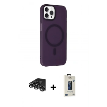 MARSİLYAN™- iPhone 14 Pro Max Kılıf Çekirdek Modern Prime - Siyah Bilvis Hayalet Cam Ekran Koruyucu + Raze Metal Kamera Lens - GS